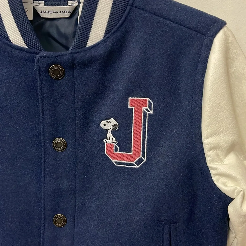 NWT Janie and Jack Peanuts Snoopy Letterman Jacket, Size 18-24 Months